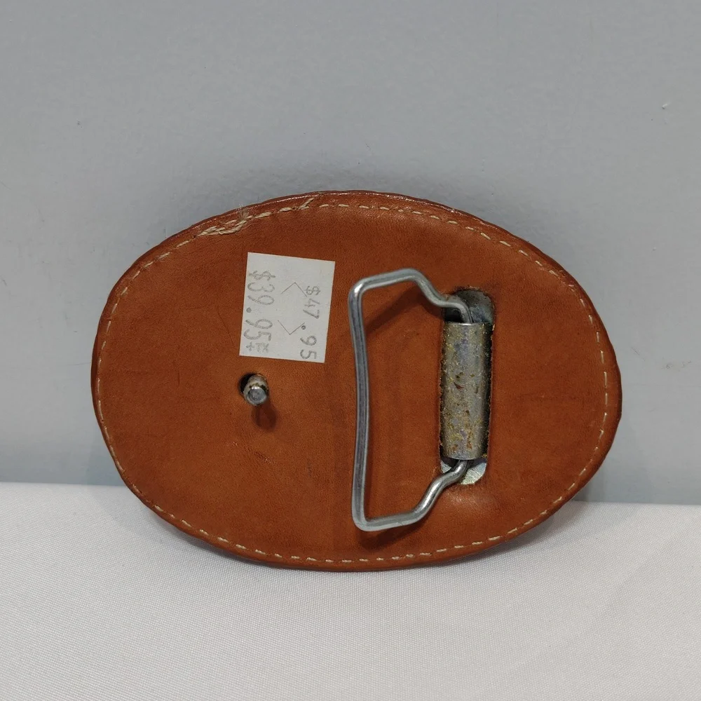 Western Leather Covered Belt Buckle 4x3